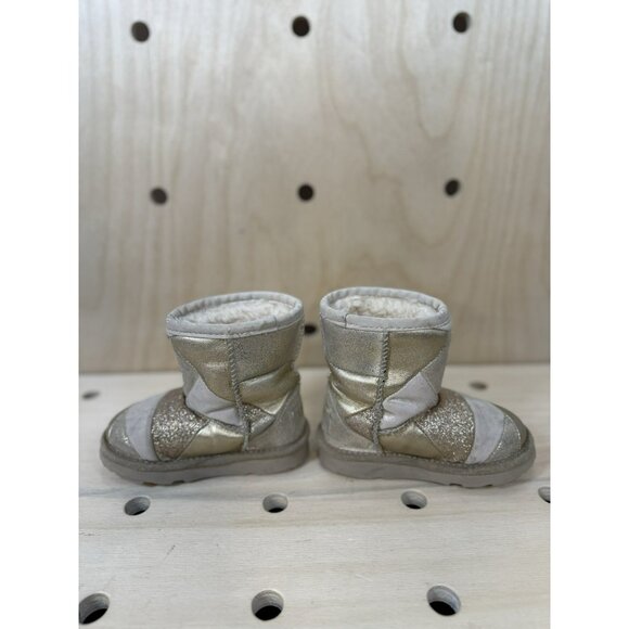 UGG Classic short 2 patchwork Gold boots Kids Toddler US Size 7 - Picture 4 of 8